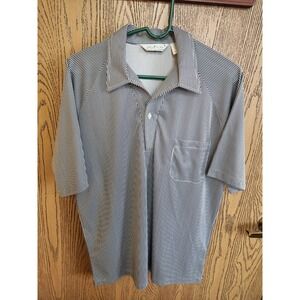 Vintage Lilly Dache Polo Shirt Mens L Black Striped Casual Golf Rugby Made in US